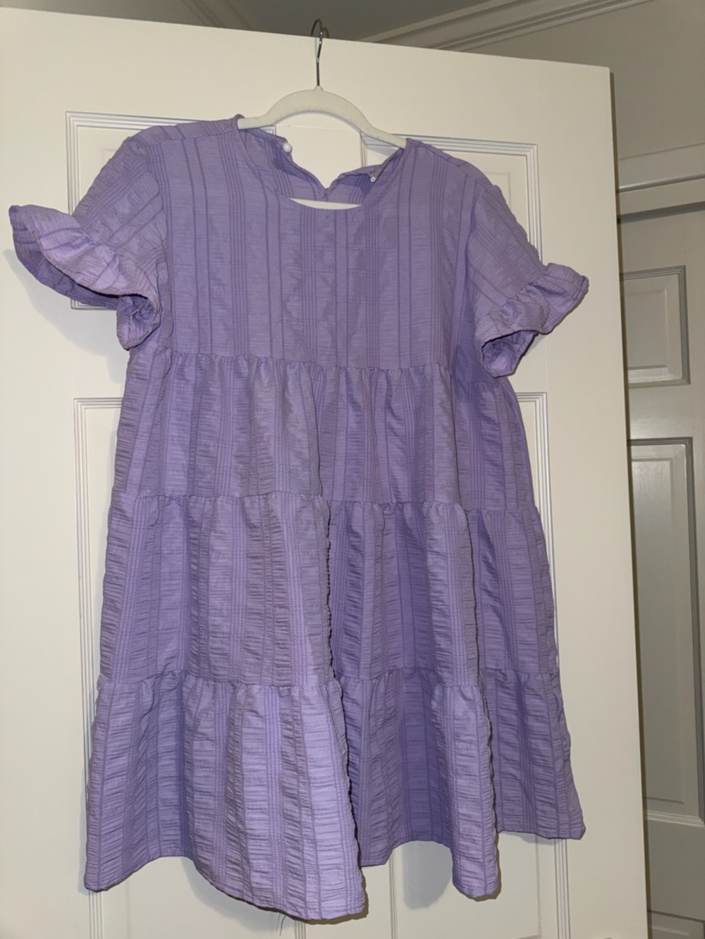 Girls' Lavender Tiered Cotton Dress